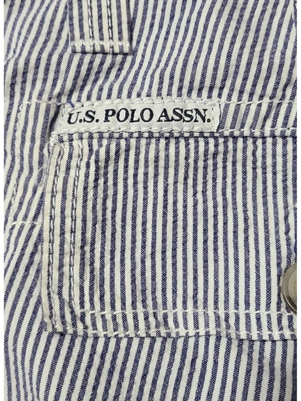 Seersucker Bermuda Shorts Mens Sz 34 Large Blue White Striped Summer Coastal EUC